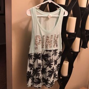 PINK VS Mint Green Sparkle Tank